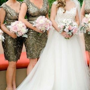 Tadashi Shoji Embellished Metallic Lace Dress